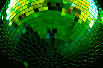 Closeup of discoball on black background