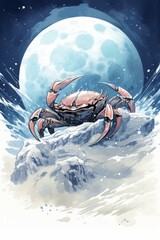 A celestial crab scuttling across a moon surface - obrazy, fototapety, plakaty