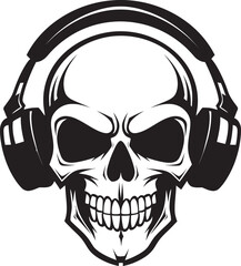 Bone Rhythms: Vector Icon of Headphone-wearing Skeleton Melodic Marrow: Logo Design of Skeleton Enjoying Music