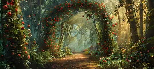 a path with flowers and trees
