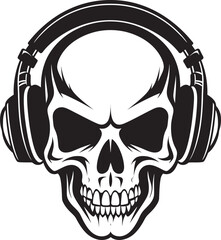 Bone Rhythms: Vector Icon of Skeleton Enjoying Music Melodic Marrow: Logo Design of Skeleton Jamming with Headphones