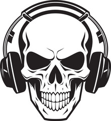 Skull Serenade: Logo Featuring Skeleton Listening to Music Melodic Marrow: Logo Design with Skull and Headphones