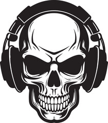 Skeletal Soundwave: Logo Design of Musical Skeleton Bone Beats: Vector Graphic with Headphone-wearing Skeleton