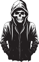 Urban Bones: Hooded Skeleton Vector Logo Skull Swagger: Hoodie-Wearing Skeleton Emblem