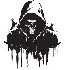 SkeleThreads: Urban Hoodie Skeleton Icon Bone Urbanity: Hooded Skeleton Vector Logo