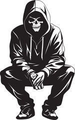 SkeleStreet: Urban Hoodie Skeleton Graphic Streetwise Skele: Hooded Skeleton Icon