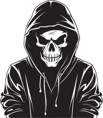 SkeleThreads: Hoodie-Wearing Skeleton Vector Logo Bone Urbanity: Stylish Hoodie Skeleton Emblem