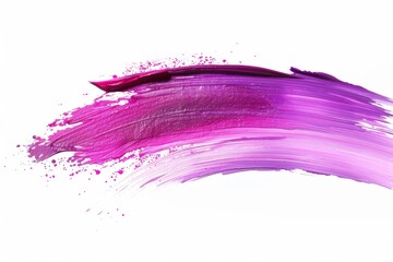 A vibrant pink and purple oil paint stroke isolated on a white background. Lipstick color swatches in the style of brush strokes isolated on a white background, featuring pink and red colors