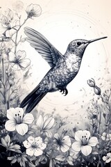 A cosmic hummingbird sipping from a starflower