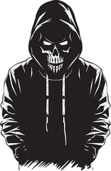 Bone Hoodie Brigade: Vector Logo Design of Skeleton in Hoodie Skele-Chic: Icon of Stylish Skeleton in Hoodie
