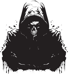 Skeletal Streetwear: Logo Design Featuring Hoodie-wearing Skeleton Bone Hoodie Brigade: Vector Graphic of Skeleton Wearing a Hoodie