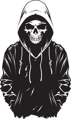 Skeletal Swag: Logo Design with Stylish Skeleton in Hoodie Skull Style: Vector Design of Skeleton Wearing Hoodie