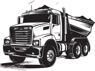 Truck Sketch: Dump Truck Sketch Icon Graphics SketchArt Haulage: Dump Truck Vector Logo Design