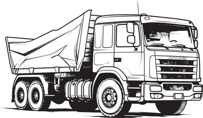 Dump Truck Sketch: Vector Logo Design with Dump Truck Sketch Sketchy Transportation: Sketch Icon Graphics of Dump Truck