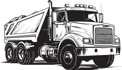 Dump Truck Doodle: Vector Logo Design with Dump Truck Sketch Vector Dump Design: Sketch Icon Graphics of Dump Truck