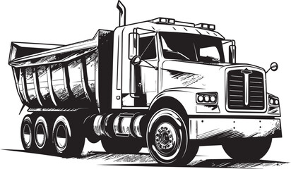 Truck Sketch: Sketch Icon Graphics of Dump Truck Sketchy Transport: Vector Logo Design with Dump Truck Sketch