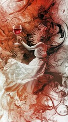 A woman dancing with a glass of wine