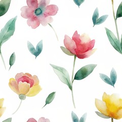 Seamless Pattern Muted Color Abstract Flowers