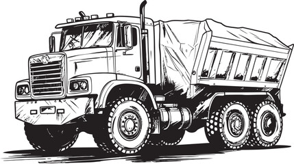 HaulerSketch: Dump Truck Sketch Logo Design DumpSketcher: Vector Sketch of Dump Truck Icon