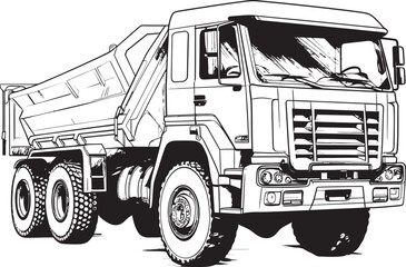 Vector Dump Blueprint: Sketch Emblem Design Dump Truck Doodles: Sketchy Icon