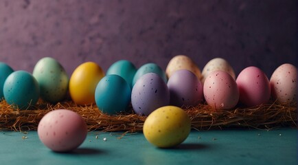 Fototapeta na wymiar Creative Easter card, background, hare, egg