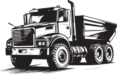 Dump Truck Sketchbook: Vector Logo Sketch Sketchy Cargo Carrier: Dump Truck Sketch Icon