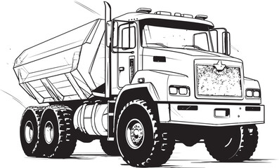 DumpArtistry: Sketch Graphic of Dump Truck Logo HaulerSketch: Vector Logo Design with Sketch of Dump Truck
