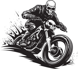 Dark Rider Emblem: Skull Motorbike Vector Logo Grim Reaper Ride: Vector Logo Design of Skull Rider