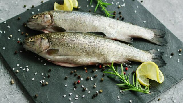 Fresh Trout on Slate with Lemon and Herbs