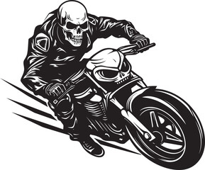 Skull Velocity: Skull Motorbike Rider Icon Graphics Phantom Bikers: Vector Skull Motorbike Logo