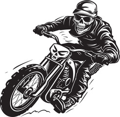 Shadow Shift: Vector Logo Design for the Stealthy Skull Rider Ghost Rider's Glide: Skull Motorbike Rider Icon in Motion