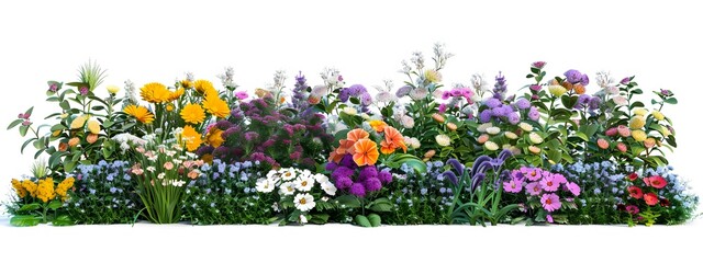 a group of flowers and plants
