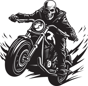 Skull Fury: Vector Logo Design for Adventurous Bikers Death's Drift: Skull Motorbike Rider Icon Emblem