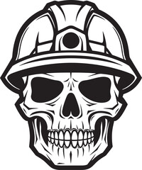 Hard Hat Skull: Vector Logo Design for Construction Workers Bone Builder: Iconic Skull in Construction Helmet Graphics