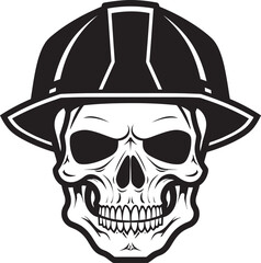Bone Builder Badge: Skull Worker Icon in Helmet Skull Safety Sentinel: Construction Helmet Vector Logo