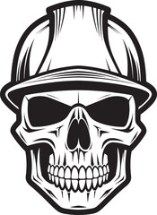 Fototapeta premium Skull Construction Guardian: Worker Safety Emblem Scaffold Skull Sentinel: Construction Worker Vector Logo