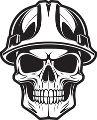 Hardhat Safety Skull: Iconic Worker Emblem Design Construction Reaper Icon: Skull in Hardhat Logo