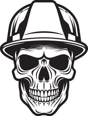 Skull Safety Guardian: Helmeted Worker Icon Design Scaffold Skull Sentinel: Construction Worker Vector Logo