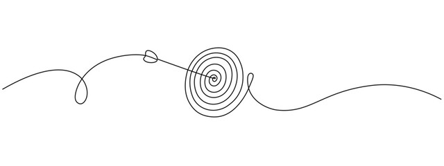 Continuous drawing of a single editable target line in the center with an arrow. Concept for the business of hitting the target. Vector illustration © Sviatlana
