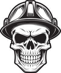 Hardhat Safety Skull: Iconic Worker Emblem Design Bone Builder Badge: Skull Worker Icon in Helmet