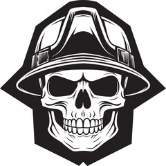 Hardhat Guardian: Skull in Helmet Logo Graphics Scaffold Sentinel: Skull Worker Helmet Icon