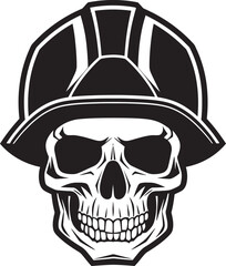 Scaffold Sentinel: Skull Worker Helmet Icon Safety Sentinel: Construction Helmet Vector Emblem