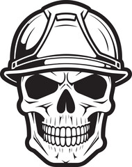 Hardhat Honor: Construction Helmet Vector Emblem Scaffold Savior: Skull Worker Helmet Icon
