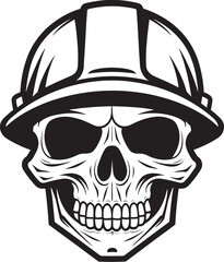 Skull Architect: Iconic Skull in Construction Helmet Graphics Hard Hat Sentry: Vector Logo Design for Construction Sites