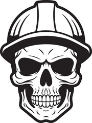 Hard Hat Sentry: Vector Logo Design for Construction Sites Construction Sentinel: Iconic Helmet-Wearing Skull Graphics