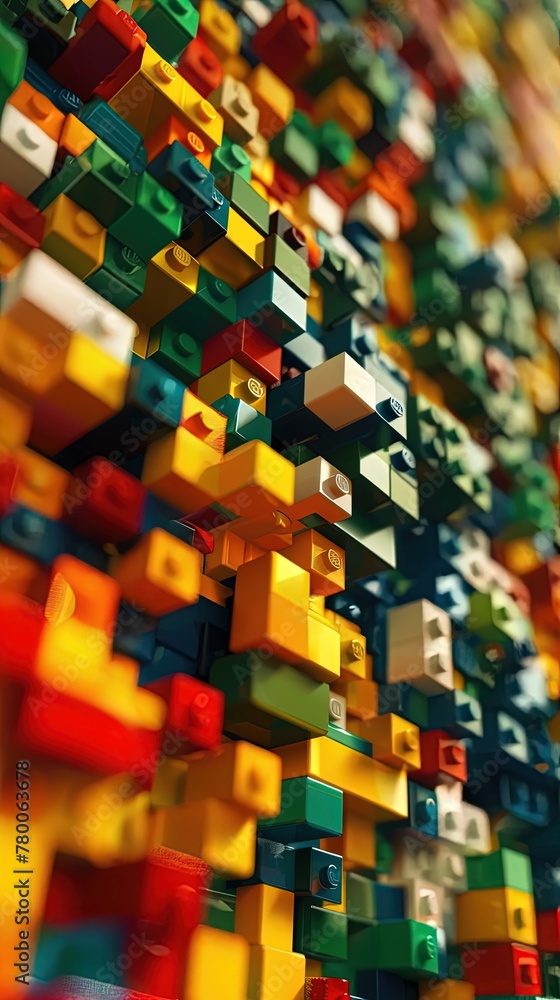 Poster abstract background made of children's multicolored constructor pieces