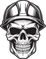 Hard Hat Sentinel: Iconic Skull in Construction Helmet Graphics Construction Vigilante: Vector Logo Design for Site Safety