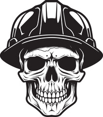 Construction Warden: Iconic Skull in Construction Helmet Graphics Skull Scaffold: Vector Logo Design for Site Safety