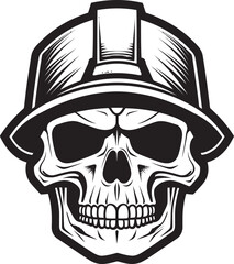 Construction Reaper: Vector Logo Design for Construction Workers Skull Safety: Iconic Skull in Construction Helmet Graphics