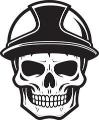 Skull Safety: Iconic Skull in Construction Helmet Graphics Scaffold Skull: Vector Logo Design for Construction Sites